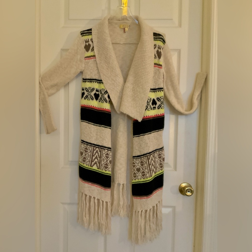 VERA WANG, OPEN CARDIGAN LONG SWEATER.